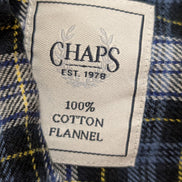 🐻 CHEMISE FLANELLE CHAPS L (G) CARREAUX BLEU JAUNE LOGO BRODÉ