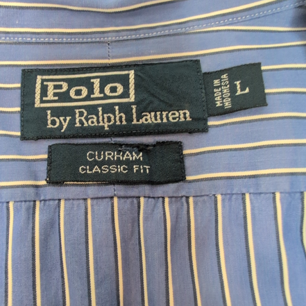 Chemise Polo Ralph Lauren Curham Rayée Bleu Blanc L Classic Fit