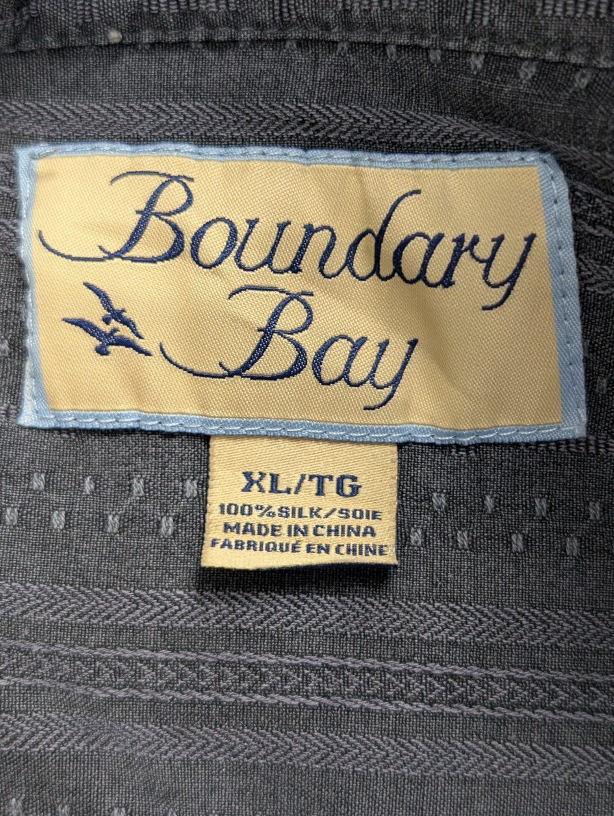 Chemise hawaïenne soie Boundary Bay gris foncé à rayures taille XL