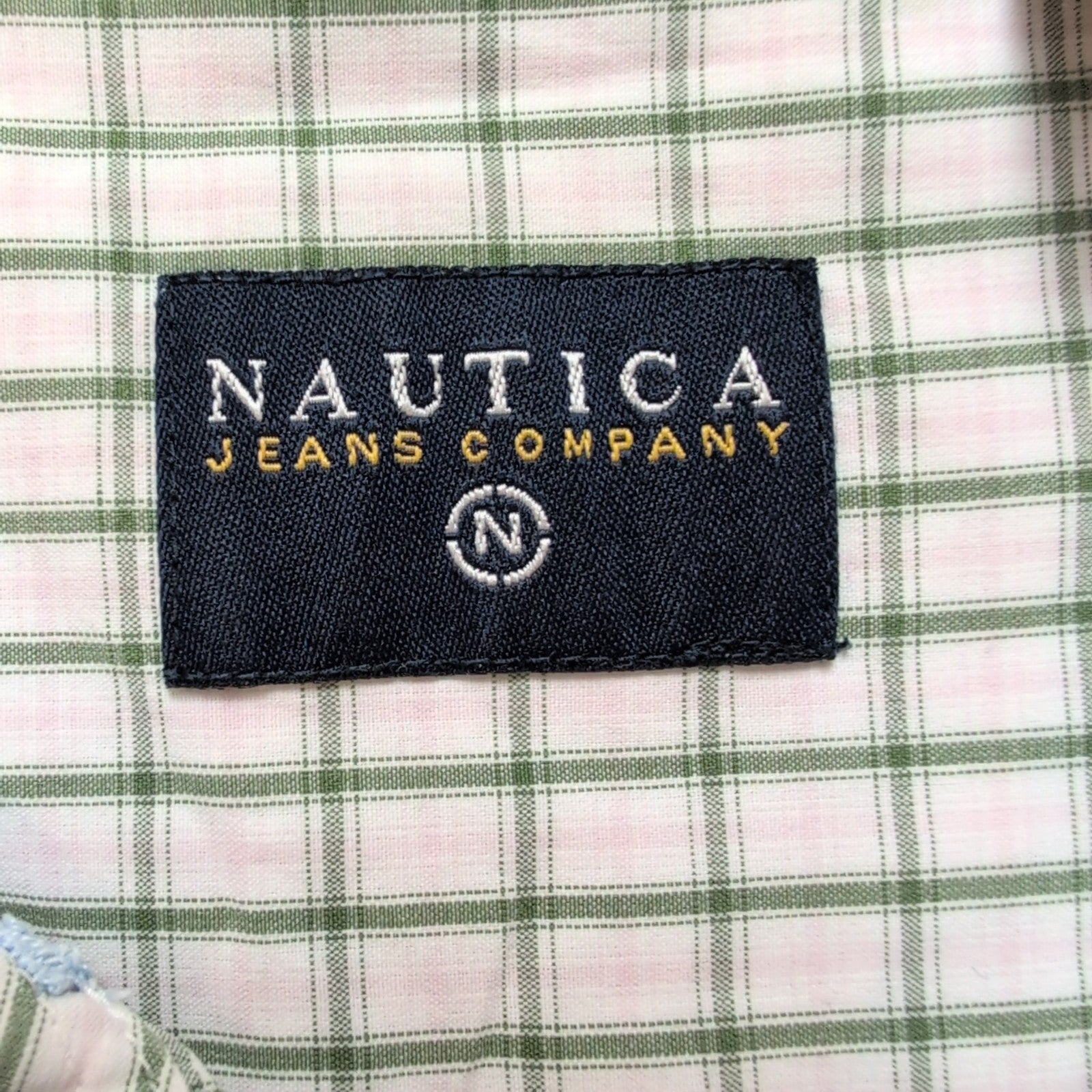 Chemise Nautica verte à carreaux avec poche manches courtes 100% coton taille XL