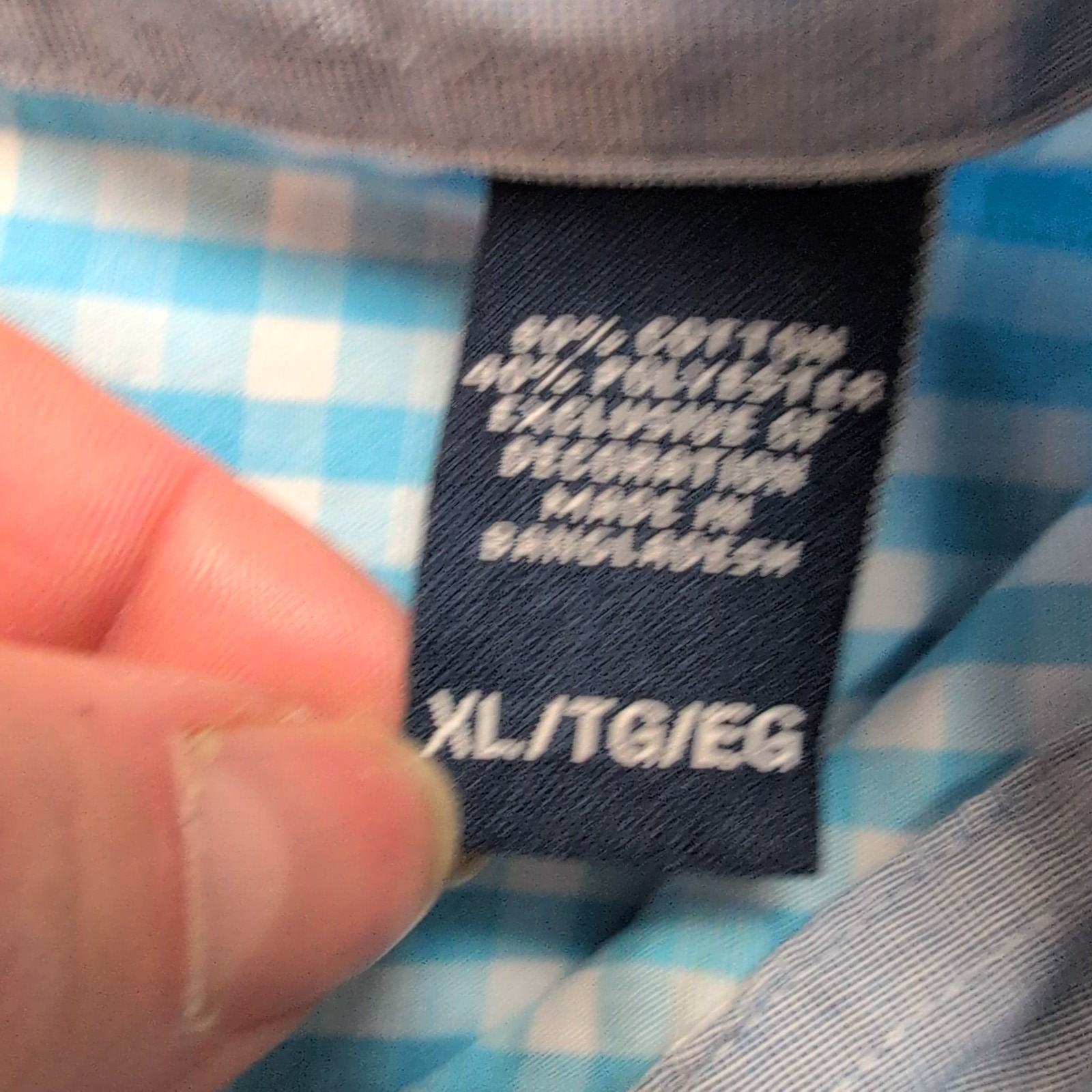 Chemise Chaps Bleu Ciel Petits Carreaux Taille XL TG Manches courtes