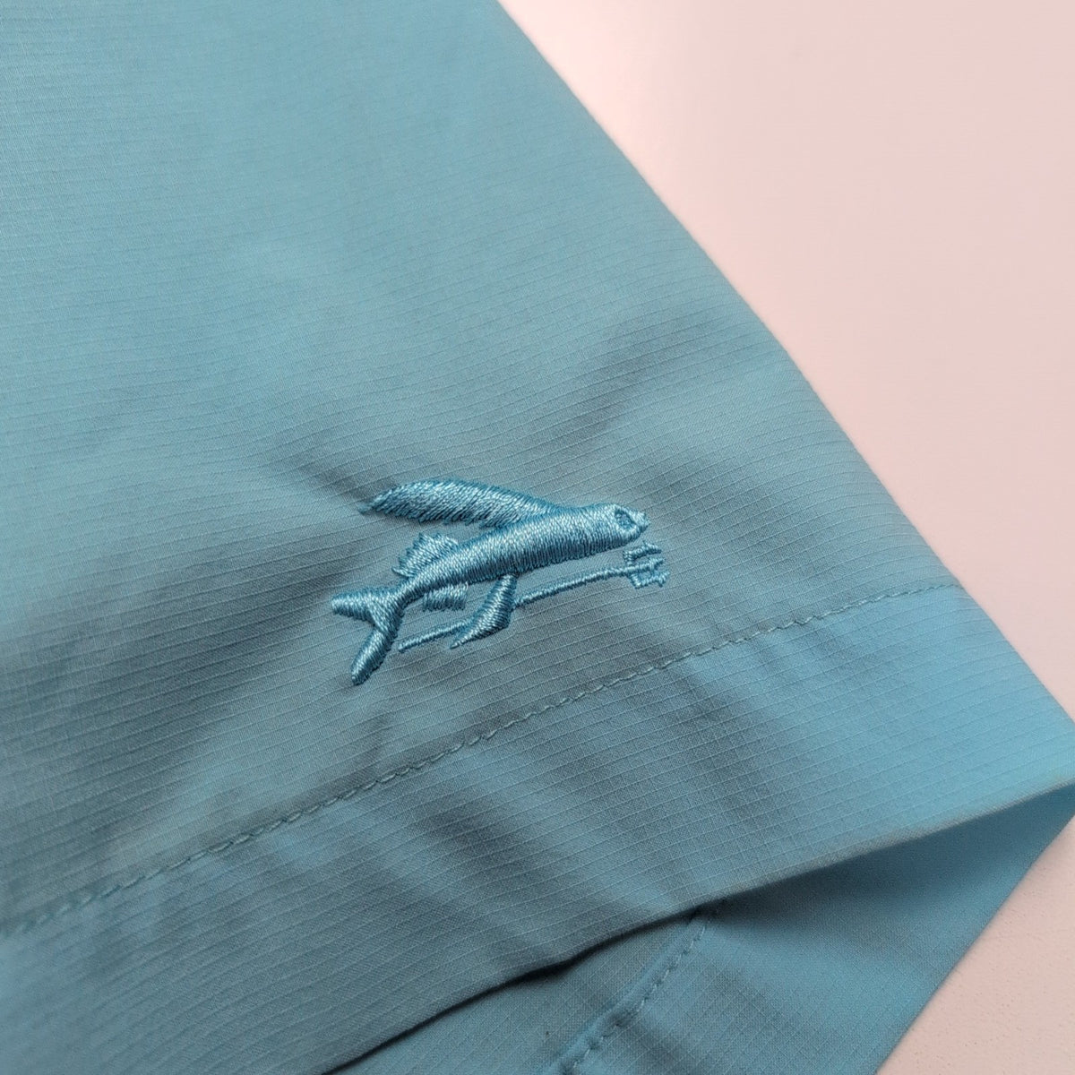 Chemise Hawaïenne Patagonia S Bleu Clair Poisson Trident Brodé Polyester