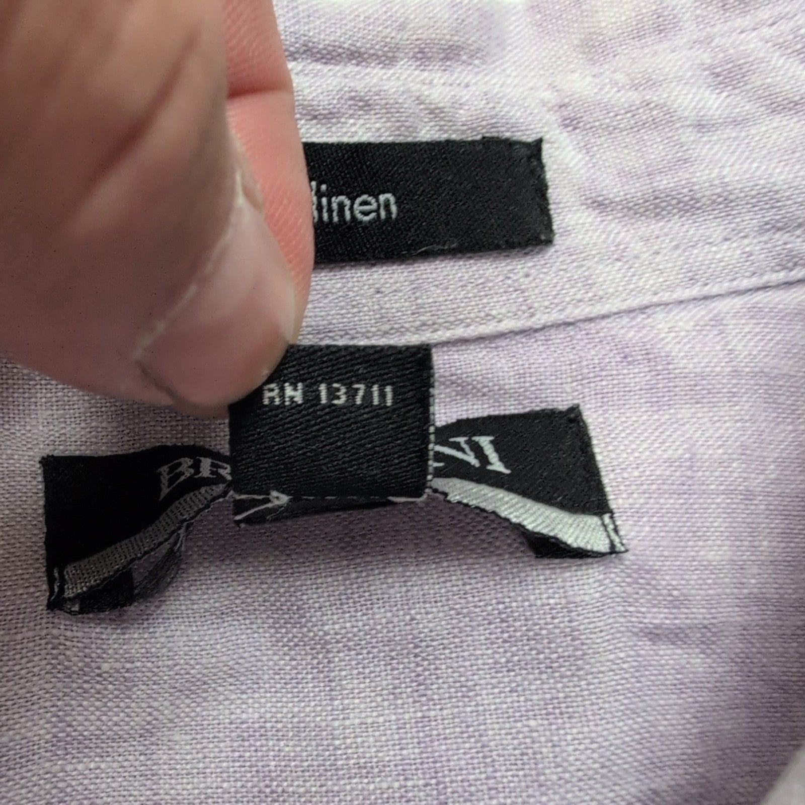 Chemise Brandini XL 100% Lin Violet Clair Manches Courtes Poche