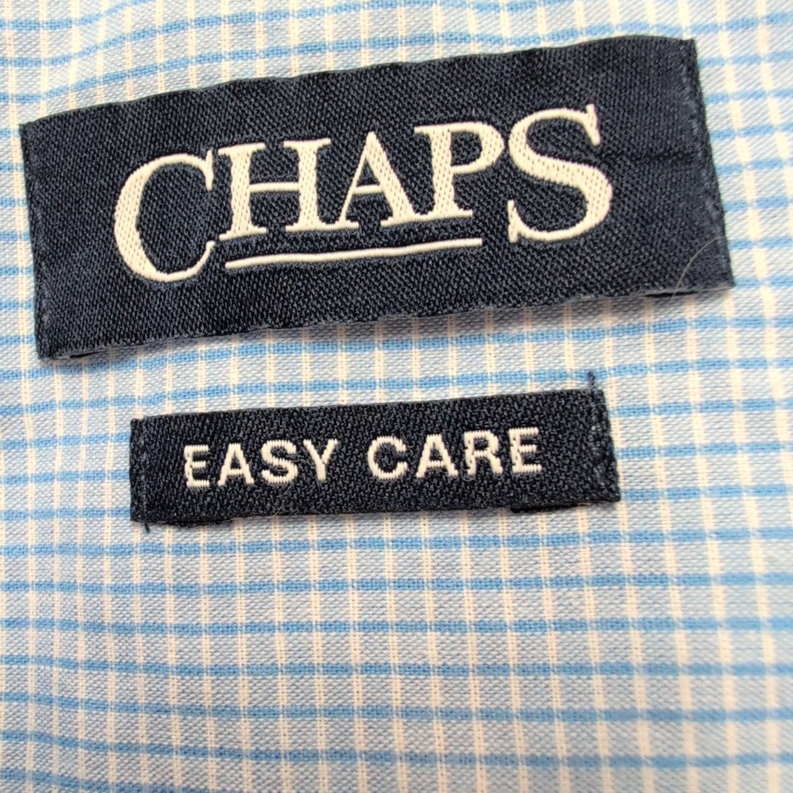Chemise Chaps bleu ciel à petits carreaux avec poche et logo manches courtes XL