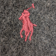Écharpe Polo Ralph Lauren 55% Cachemire 45% Laine Gris Anthracite Logo Rouge