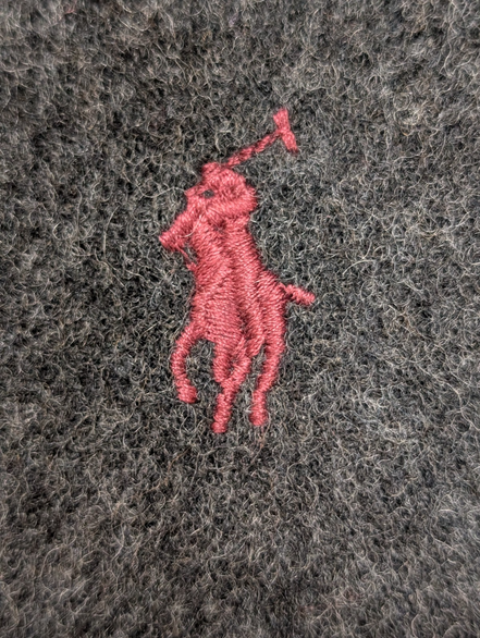 Écharpe Polo Ralph Lauren 55% Cachemire 45% Laine Gris Anthracite Logo Rouge