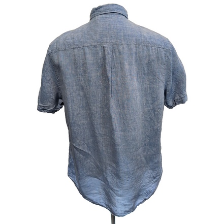 Chemise HERITAGE L 100% lin bleu uni manches courtes excellent état