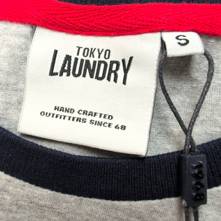 T-shirt Tokyo Laundry Taille S Gris Bleu Baseball 100% Coton Neuf Étiquette