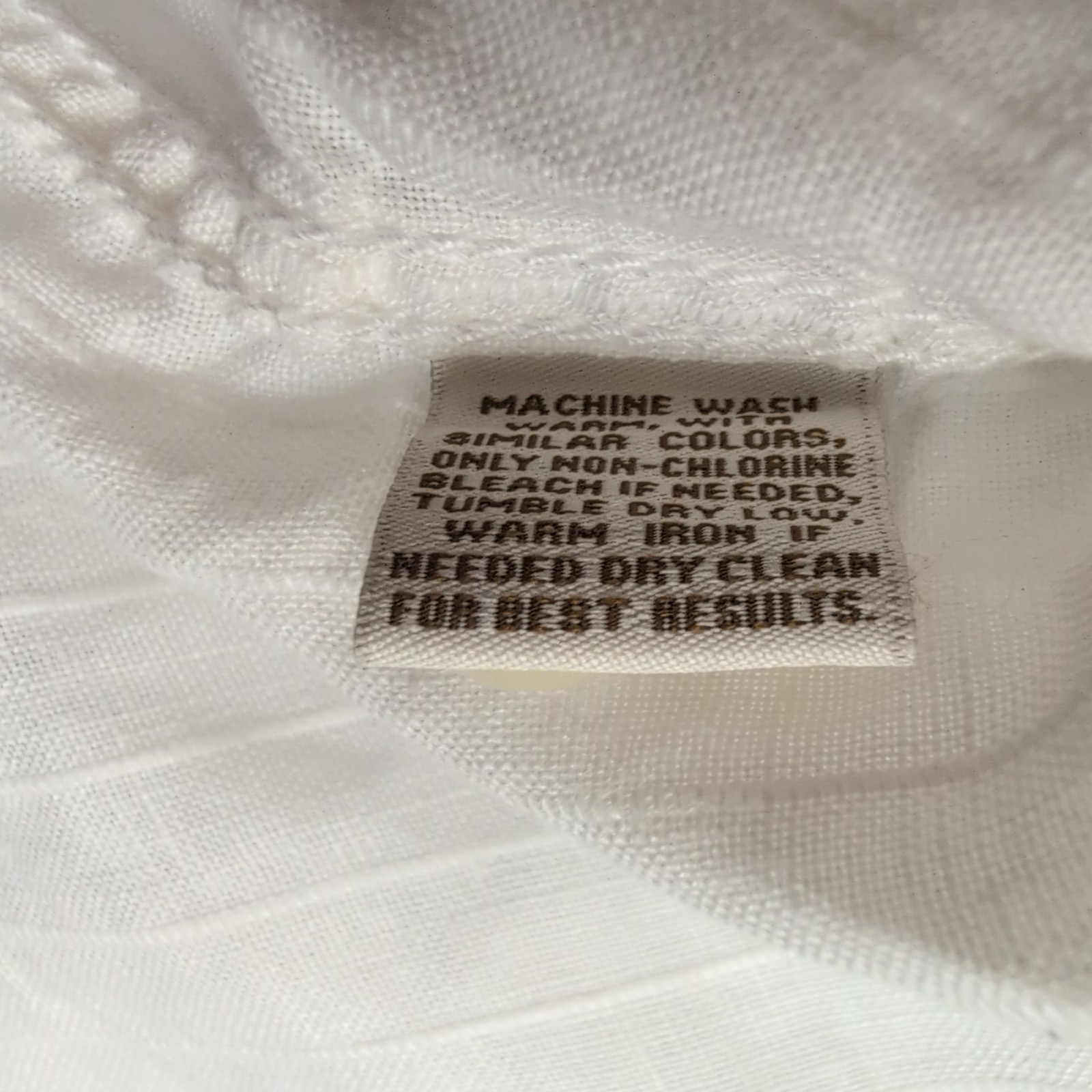 Chemise Caribbean 2XL Blanche Rayures Gaufrées 100% Lin Poche Homme