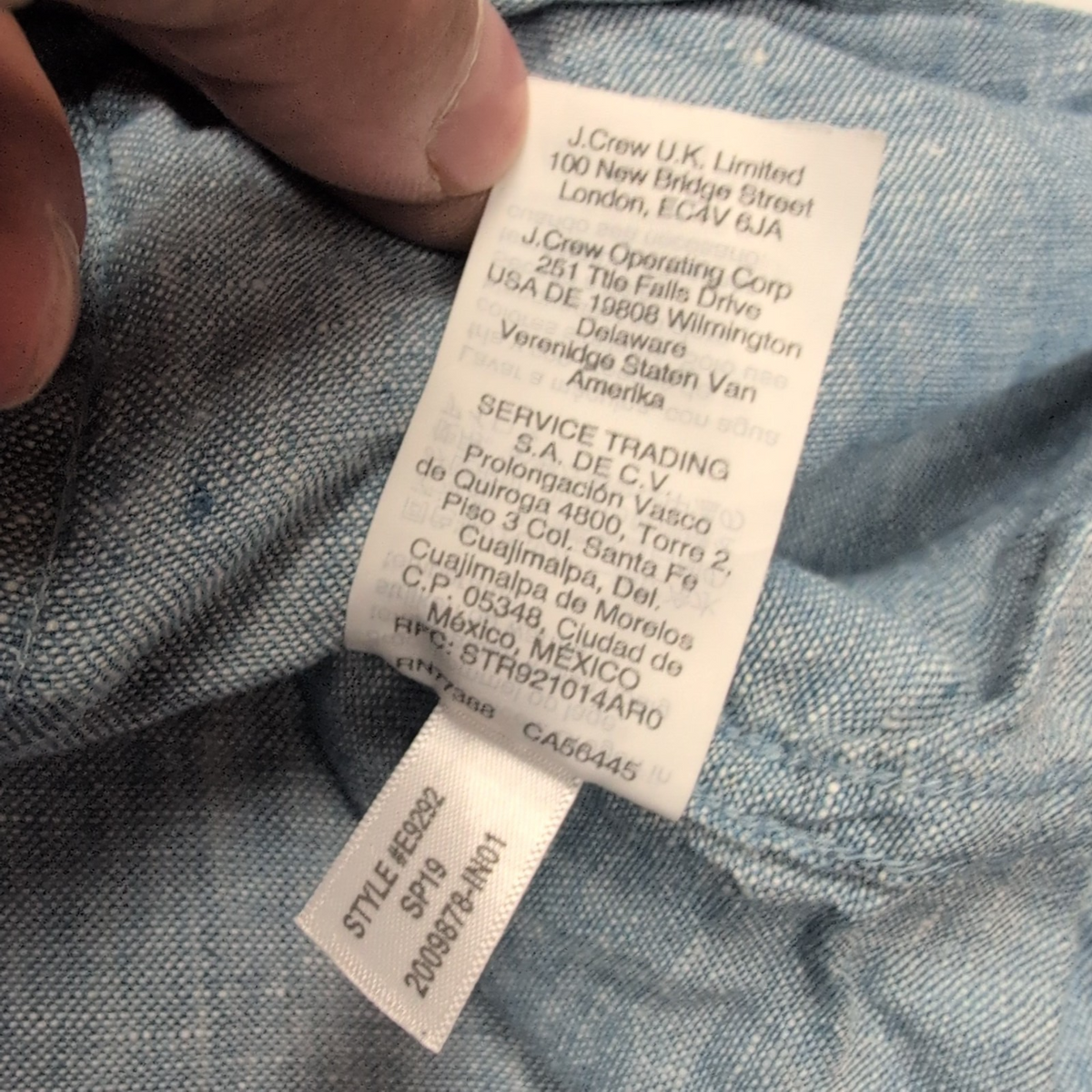 Chemise J.Crew Mercantile M Bleu Chiné Unie 100% Lin Manches Longues
