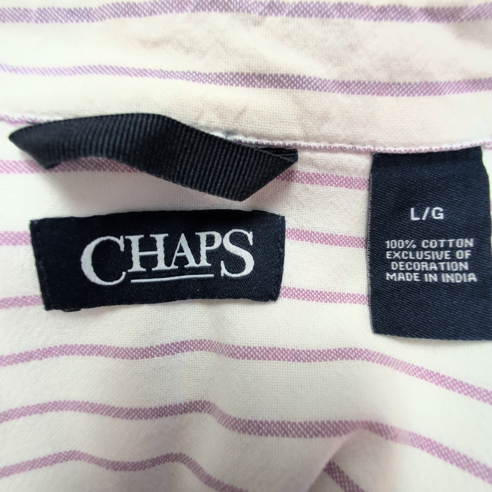 Chemise Chaps blanche à rayures lila taille L #53e