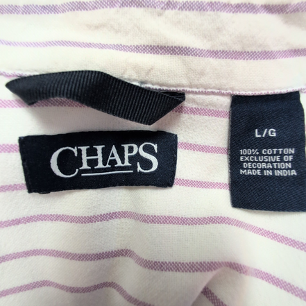 Chemise Chaps blanche à rayures lila taille L #53e