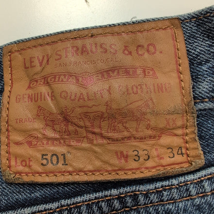 Levi’s 501 Jean Homme W33 L34 Bleu Grunge Vintage Pantalon Bouton