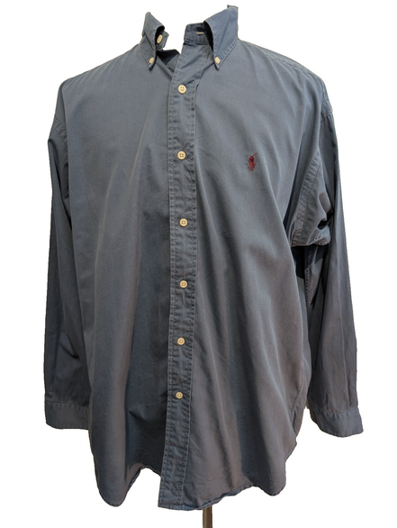 Chemise Ralph Lauren Blake L Bleu Foncé Logo Rouge Shirt Button Down
