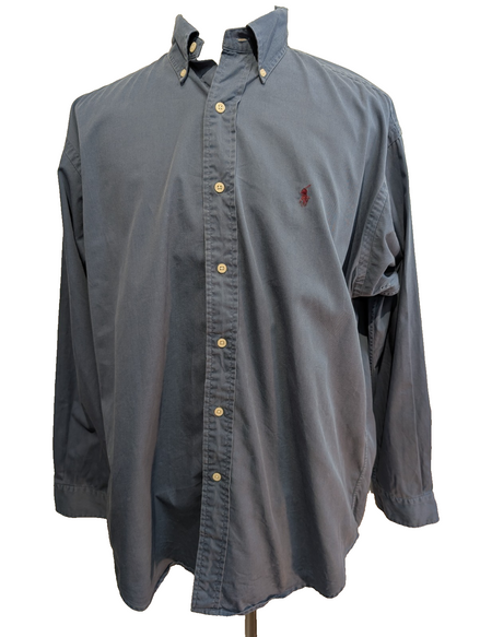 Chemise Ralph Lauren Blake L Bleu Foncé Logo Rouge Shirt Button Down