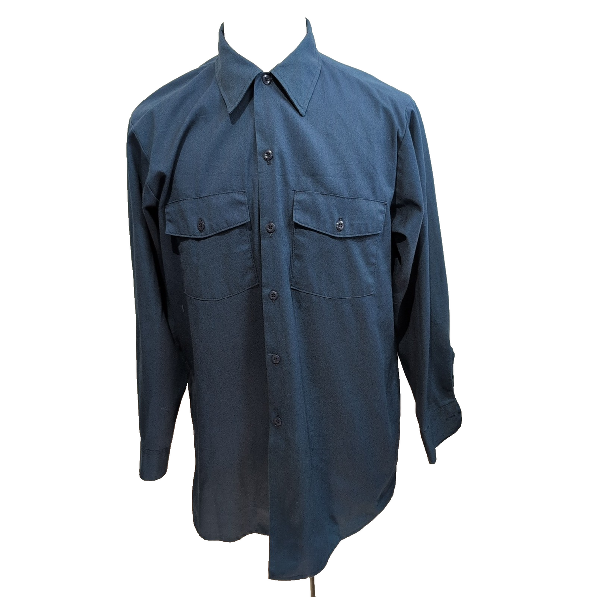 Chemise Dickies Made in USA L XL Bleu Marine Workwear 2 Poches Manches longues