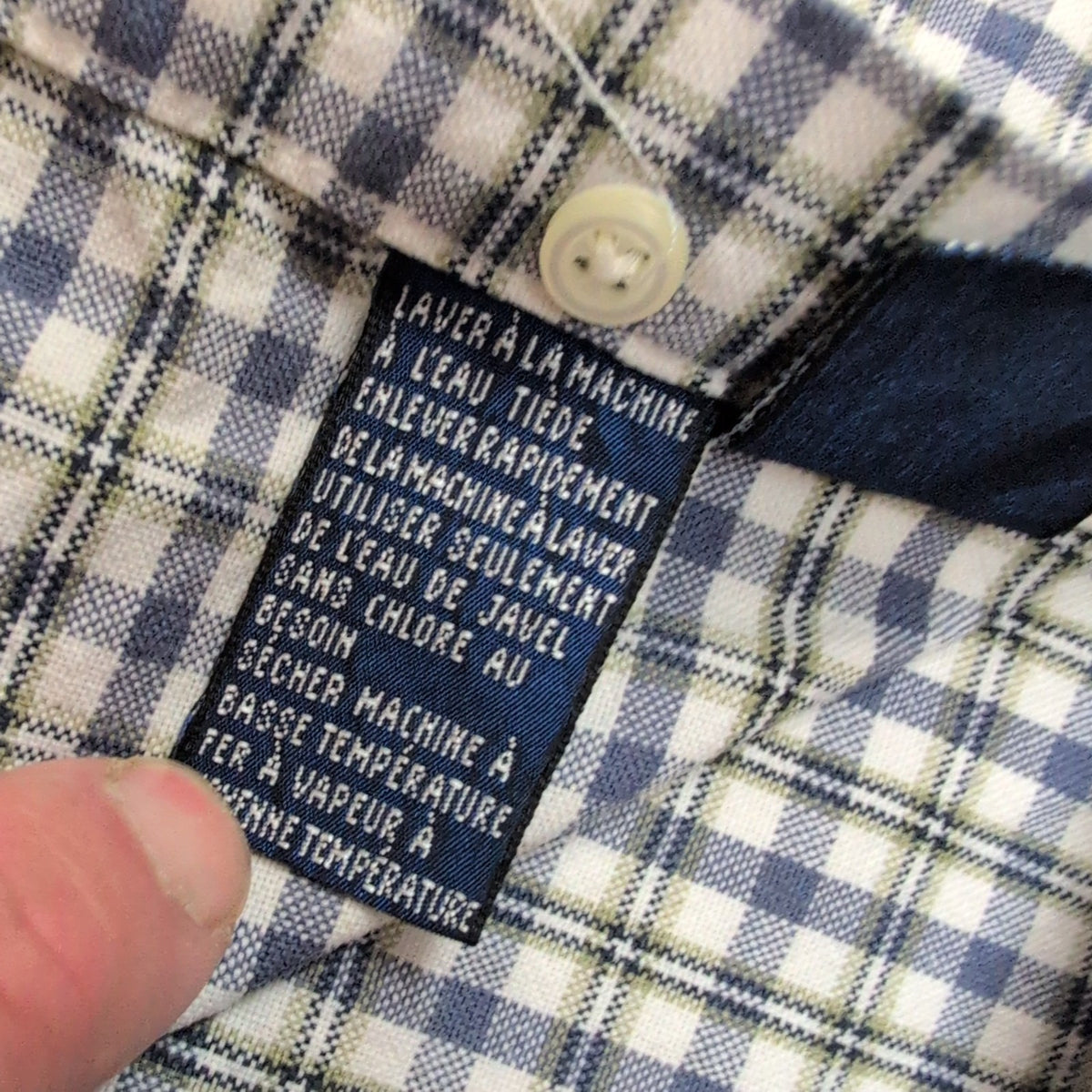 Chemise Nautica L Made in Macao Carreaux Bleu 100% Coton manches longues