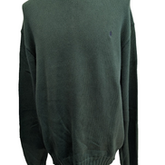 Pull POLO RALPH LAUREN Homme XL Vert Forêt Grosse Maille Logo Marine Vintage