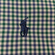 Chemise Polo Ralph Lauren Shirt L Custom Fit Carreaux Vert Bleu Button Down Logo