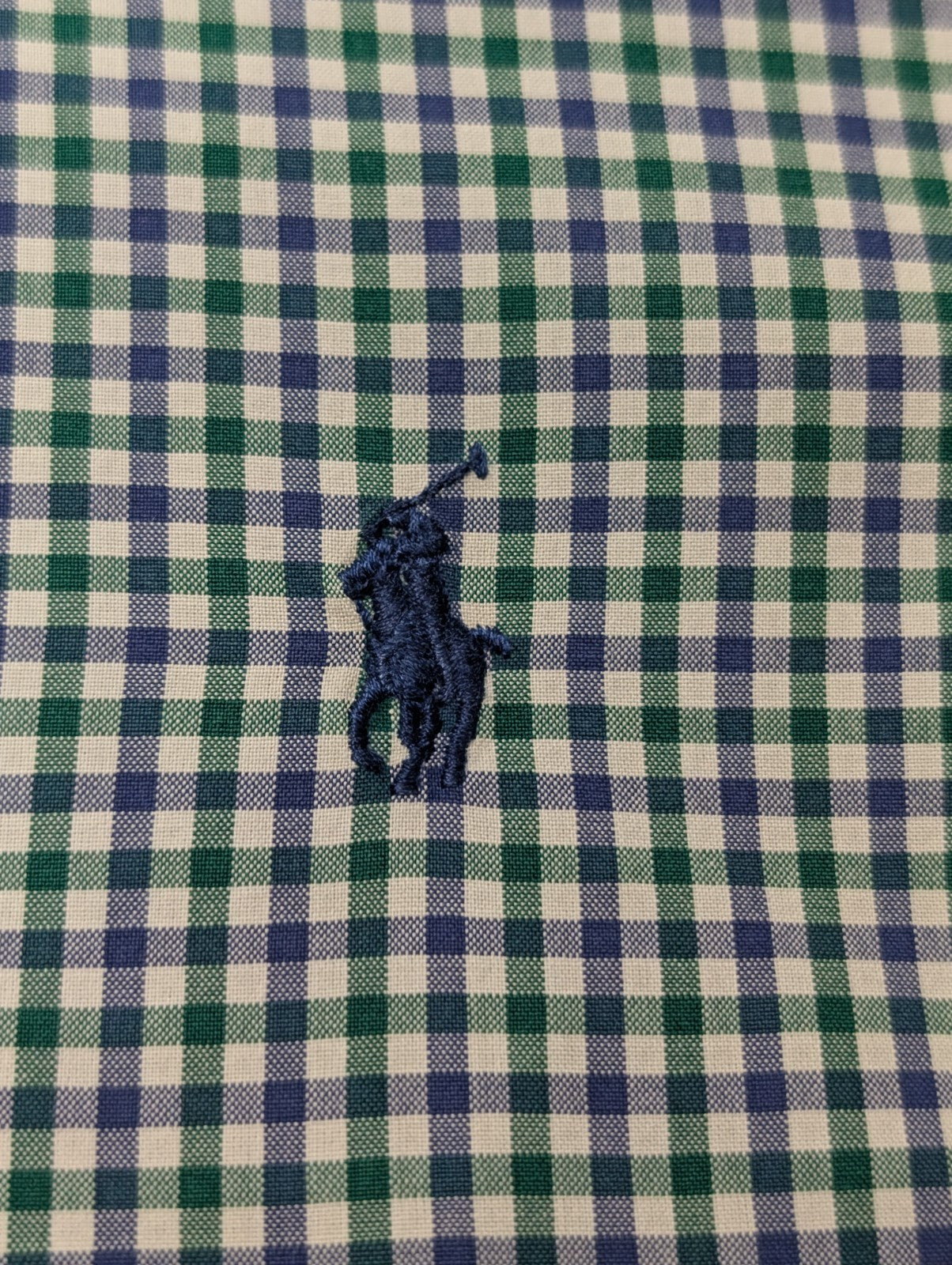 Chemise Polo Ralph Lauren Shirt L Custom Fit Carreaux Vert Bleu Button Down Logo