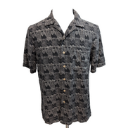 Chemise Hawaïenne Batik Bay Taille S Gris Noir Géométrique 100% Soie
