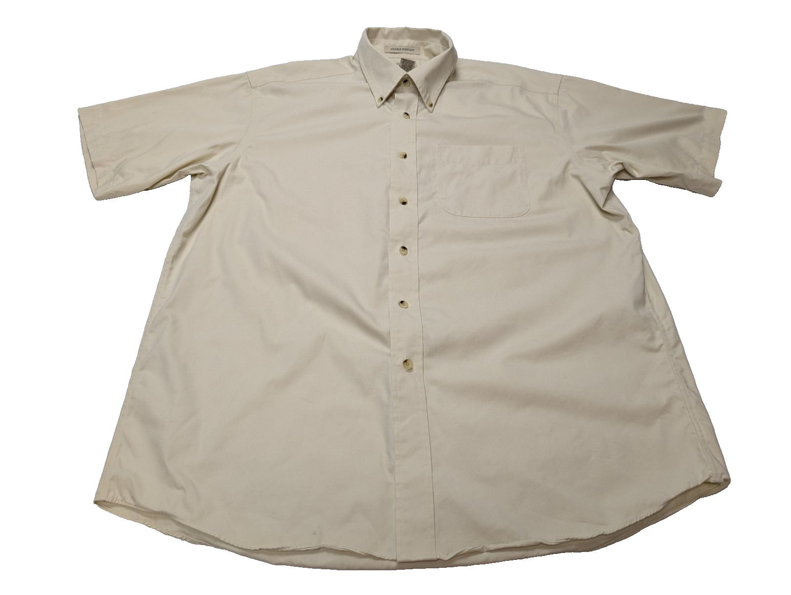 Chemise manches courtes L.L. Bean crème uni Vintage Homme taille L