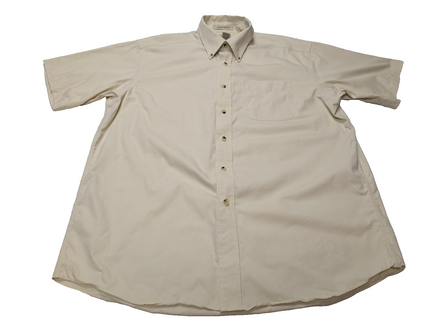 Chemise manches courtes L.L. Bean crème uni Vintage Homme taille L