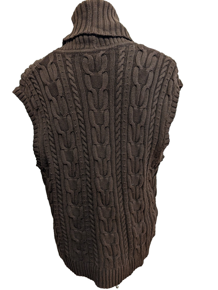 Pull Sans Manches CHAPS Femme Marron Col Roulé sans manches Taille M 100% Coton