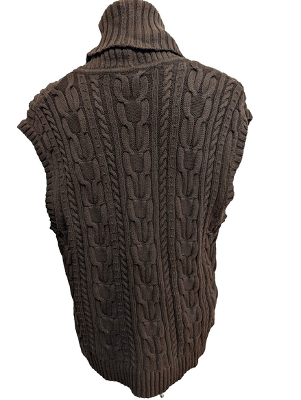 Pull Sans Manches CHAPS Femme Marron Col Roulé sans manches Taille M 100% Coton