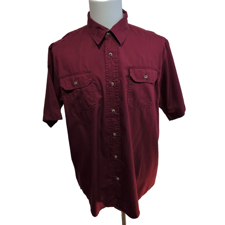 Chemise Wrangler bordeaux vintage workwear manches courtes à poches taille L