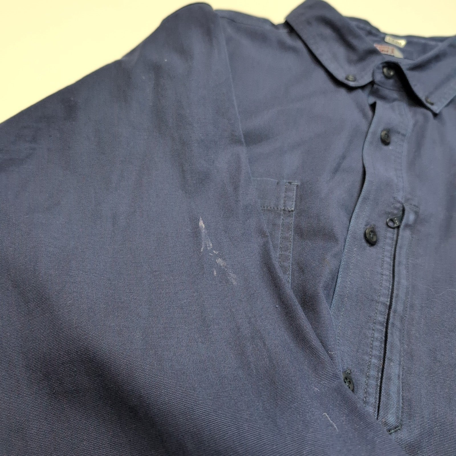 Chemise Carhartt 2XL Tall Relaxed Fit Bleu Marine 2 Poches Zip manches courtes