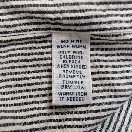 Chemise Ralph Lauren XL Noire Rayures Gaufrées Manches Courtes Button Down Shirt