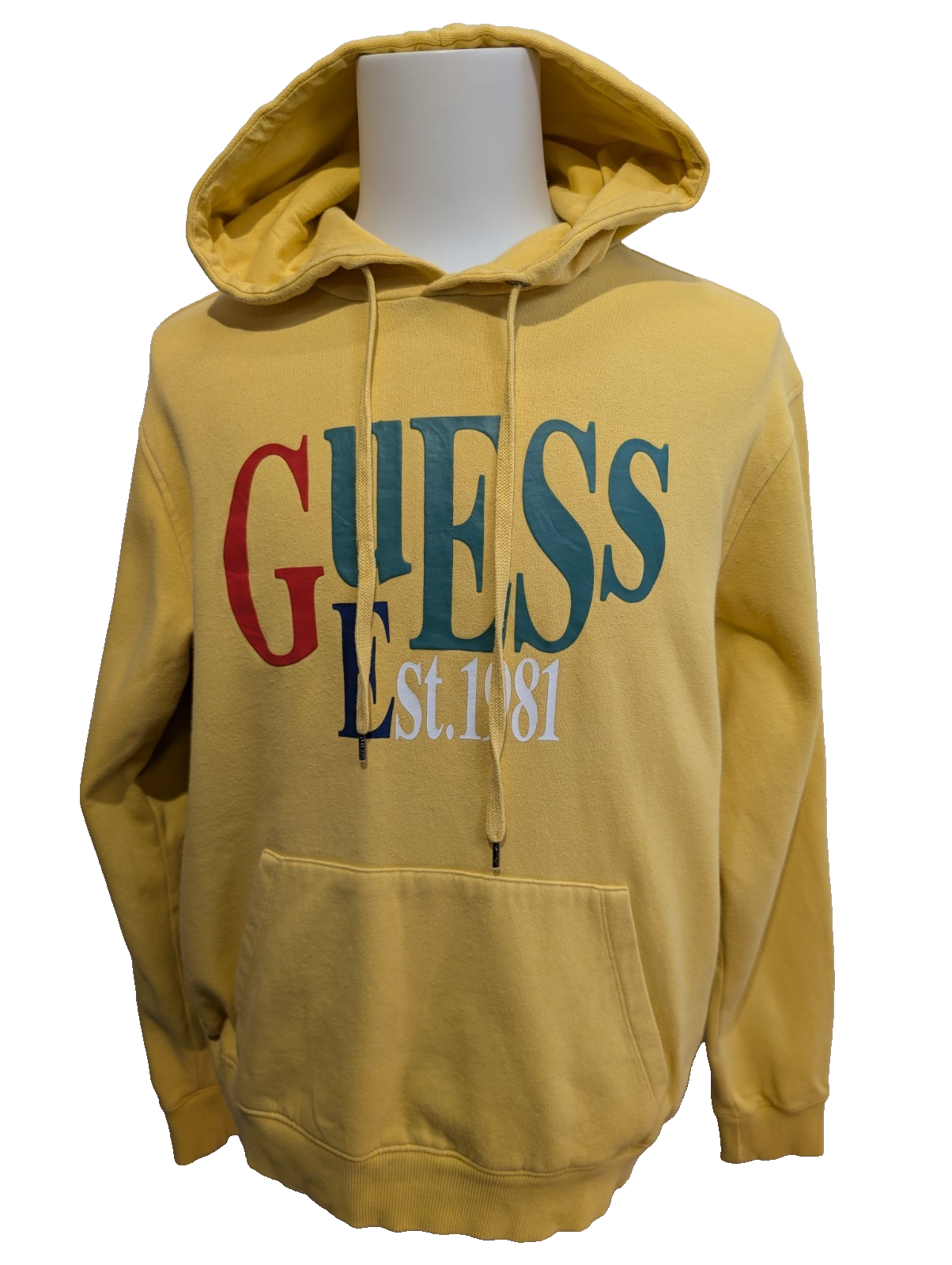 Sweat à capuche Guess Originals Jaune Grands Logos Taille M