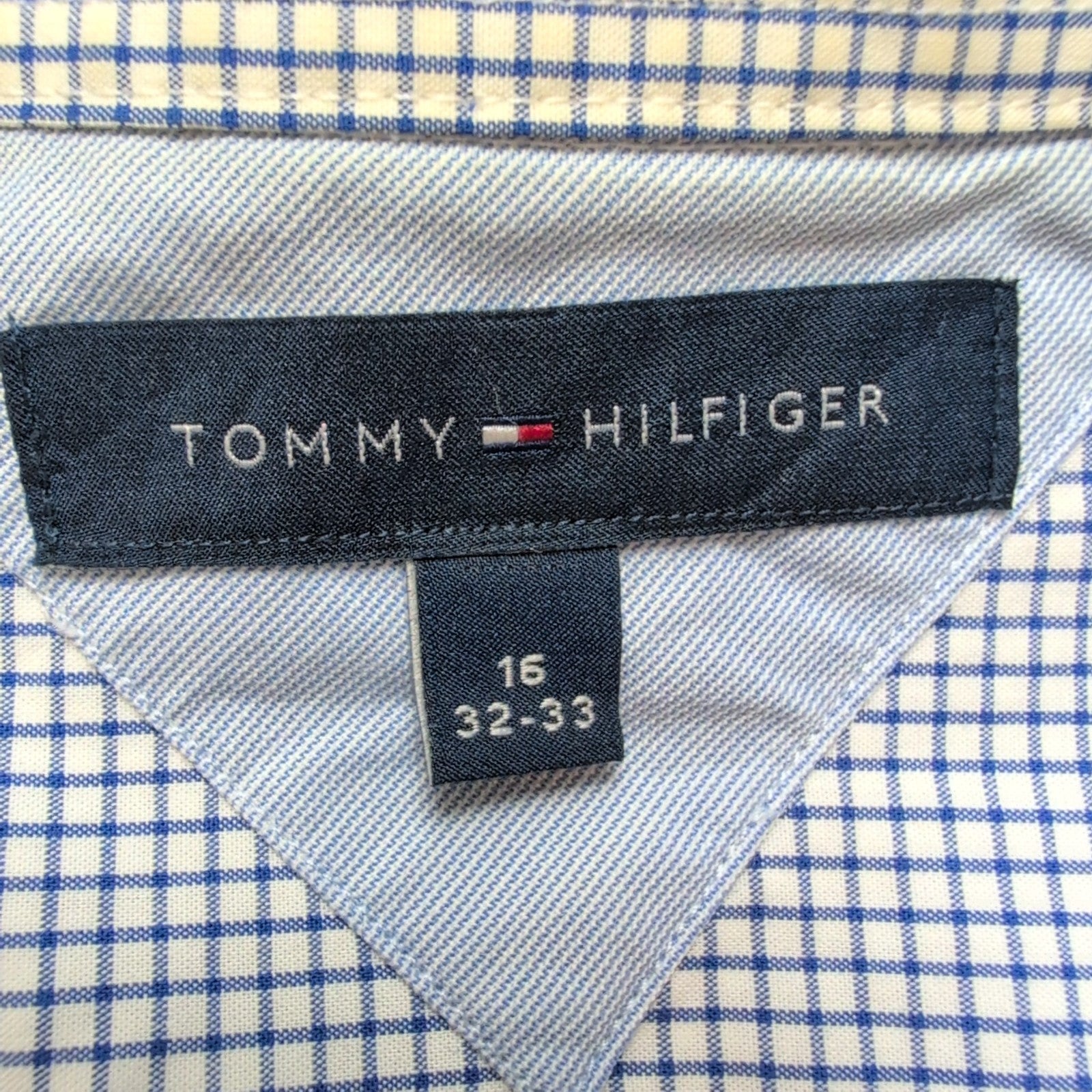 Chemise Tommy Hilfiger Homme Taille L Bleue Petits Carreaux Coton Poche