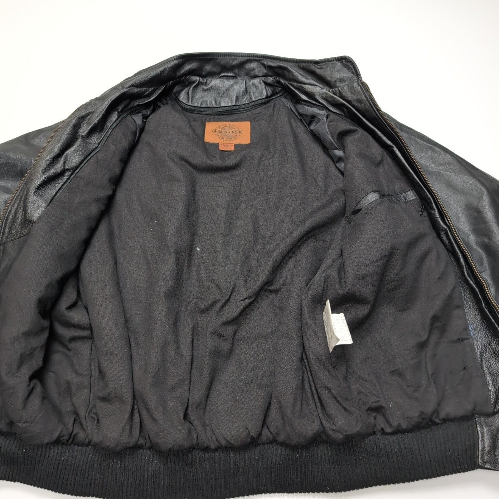 Blouson Cuir Femme XS Canada Sportswear TP Noir Bomber Racing Vintage |52c