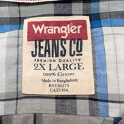 Chemise Wrangler 2XL Blanc Bleu et Gris à Grands Carreaux