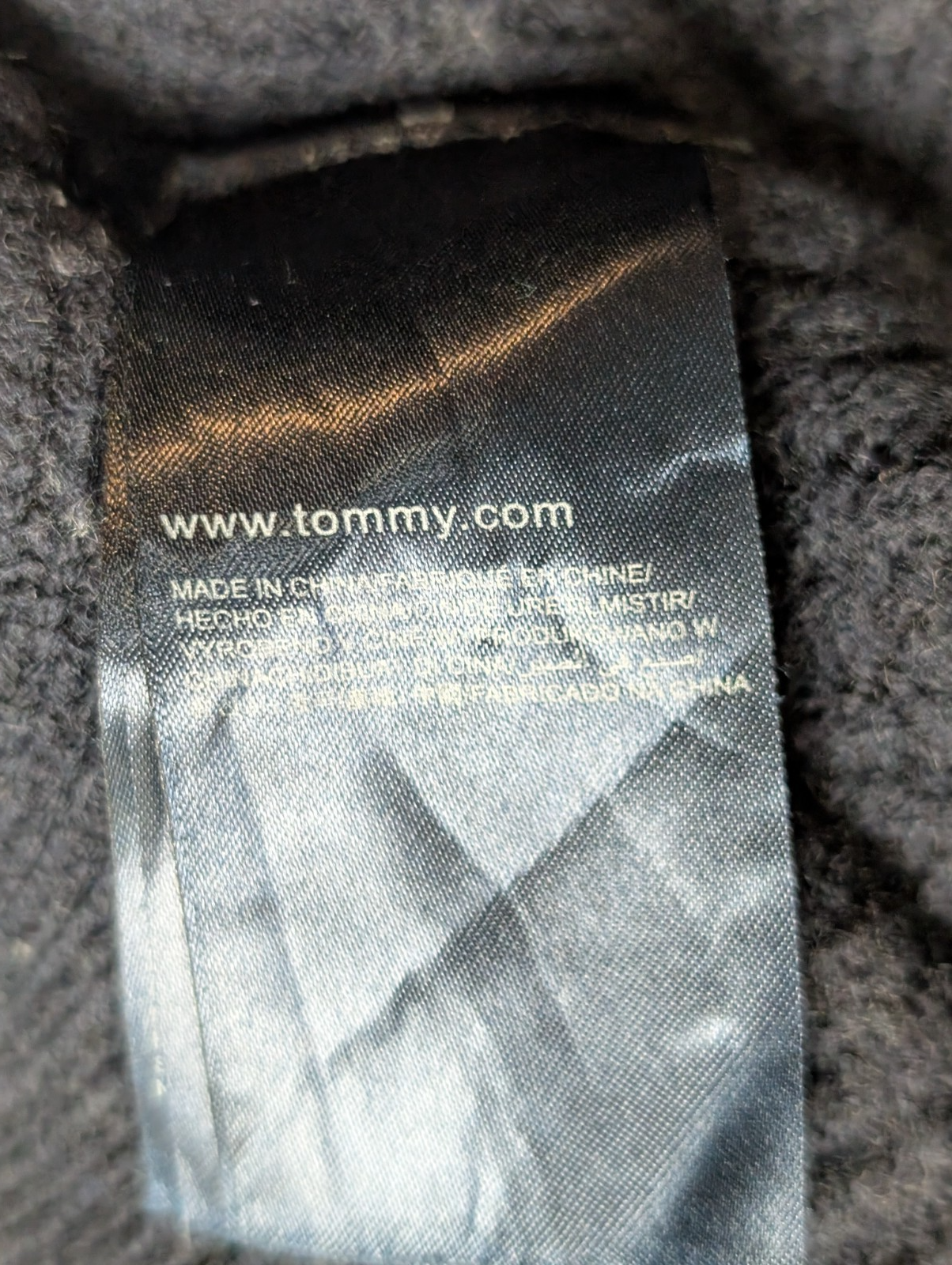 Pull Tommy Hilfiger Femme Col Roulé Bleu Marine Laine d'Agneau Taille S