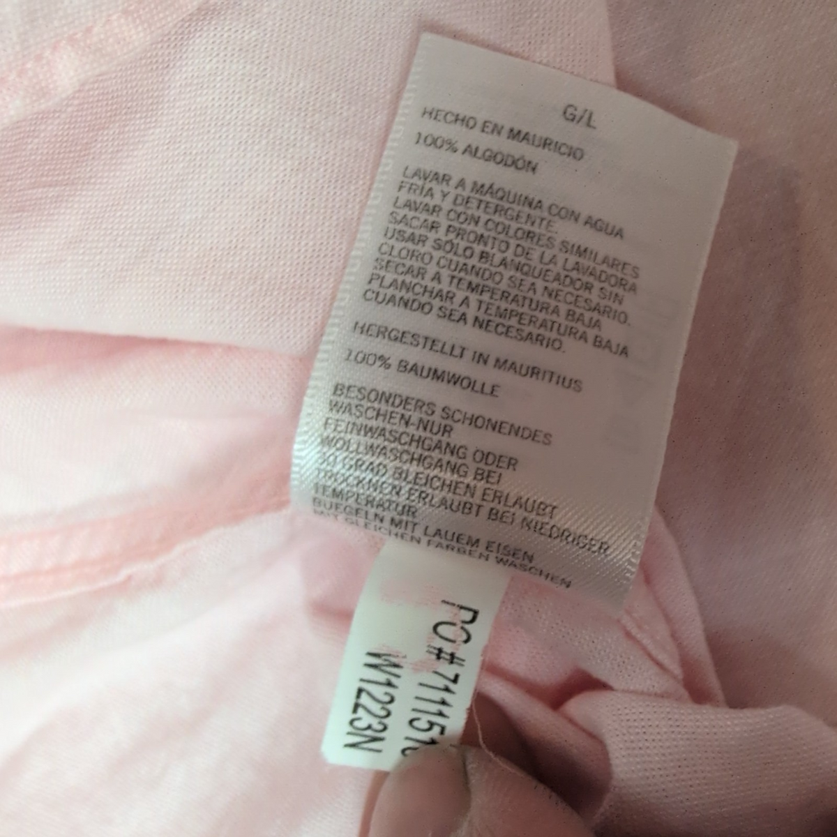 Chemise Nautica L Rose Pâle Made in Mauritius 100% Coton Logo Brodé