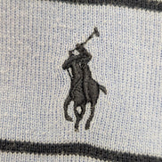 Pull Fin Polo Ralph Lauren Rayures Col V Taille XL Pima Coton Logo Bleu Marin