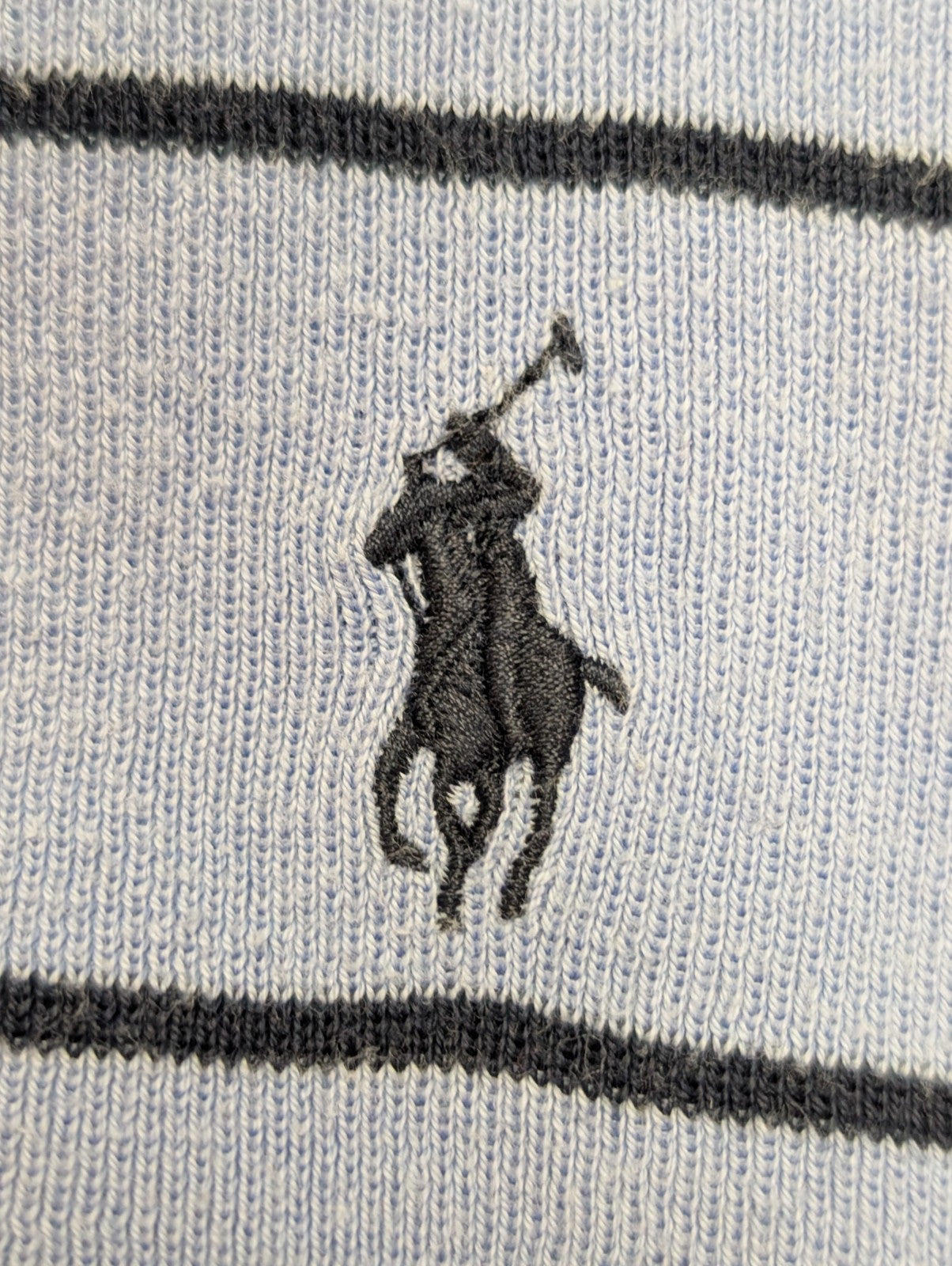 Pull Fin Polo Ralph Lauren Rayures Col V Taille XL Pima Coton Logo Bleu Marin