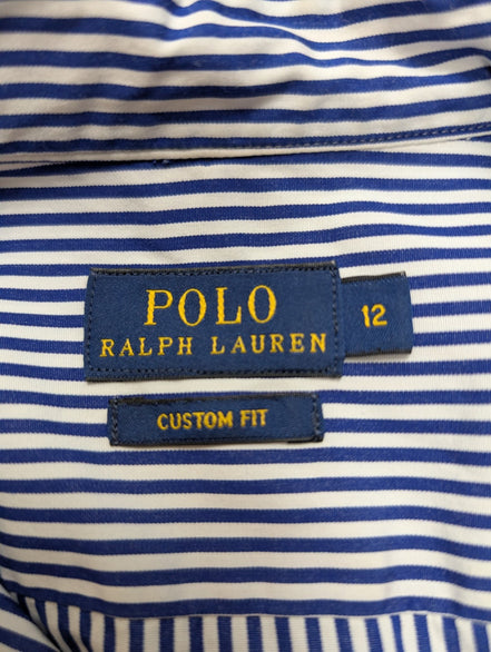 Chemise Polo Ralph Lauren bleue à rayures enfant Taille 12 L custom Fit