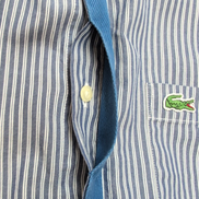 Chemise Lacoste Live 43 Grise Rayures Logo Poche Coton Manches Longues
