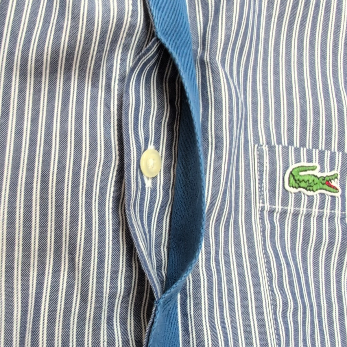 Chemise Lacoste Live 43 Grise Rayures Logo Poche Coton Manches Longues