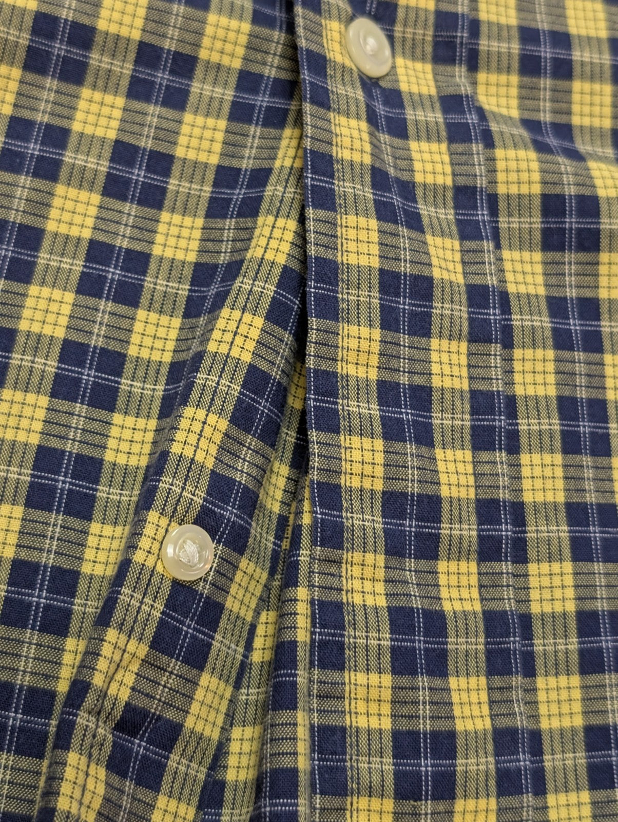 Chemise Tommy Hilfiger jaune à carreaux manches courtes taille L Vintage homme