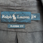 Chemise Ralph Lauren M Lin Soie Gris Anthracite Logo Vert Classic Fit