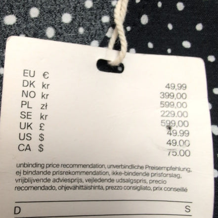 Haut Esprit Femme M Noir Pois Blancs Manches 3/4 Viscose Neuf Étiquette