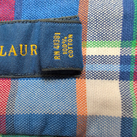 Chemise Ralph Lauren M Oxford Rouge Bleu Vert Carreaux Coton Logo Marron