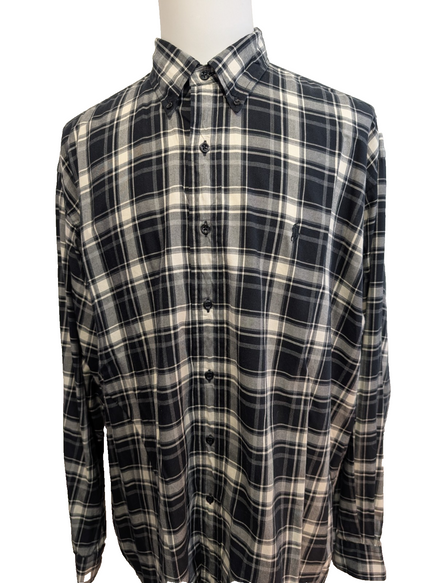 CHEMISE Ralph Lauren homme XXL TBE FLANELLE Noir Blanc défaut 🌑