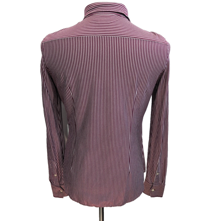 Chemise Polo Ralph Lauren Knit Dress Shirt M Bordeaux Rayures Stretch QR
