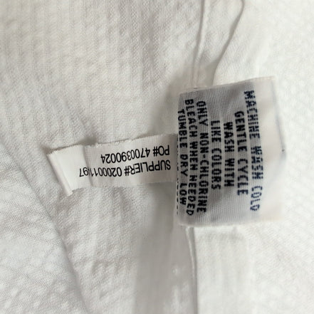 Chemise Ralph Lauren 3XLT 4XL Blanche Rayures Gaufrées Manches Courtes